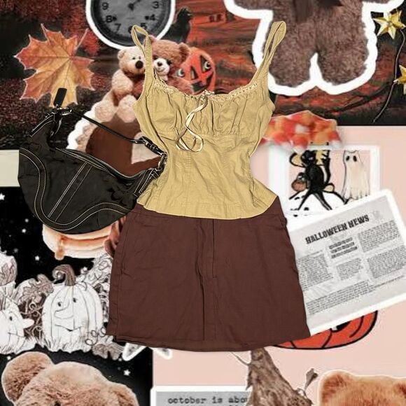 Forever 21 Women's Brown Mini Skirt w Pockets - Picture 1 of 8